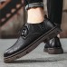 Men Retro Microfiber Leather Non Slip Pure Color Casual Shoes