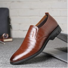 Men British Round Slip  On Business Casual Dress Shoes