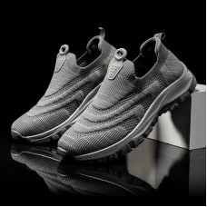 Men Knitted Fabric Breathable Slip Resistant Outdoor Walking Casual Shoes