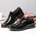 Men Brief Pointed Toe Non Slip Splicing Slip On Business Dress Shoes