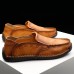 Men Slip Resistant Hand Stitching Casual Slip On Leather Shoes