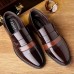 Men Brief Pointed Toe Non Slip Splicing Slip On Business Dress Shoes